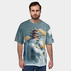 Футболка оверсайз мужская Японский снежный пейзаж, цвет: 3D-принт — фото 2