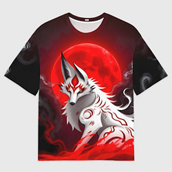 Футболка оверсайз мужская Японская белая лиса, цвет: 3D-принт