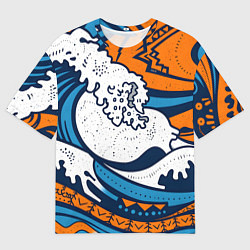 Мужская футболка оверсайз Современная японская абстракция