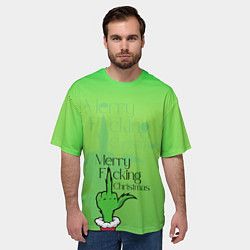 Футболка оверсайз мужская Гринч merry fucking christmas, цвет: 3D-принт — фото 2