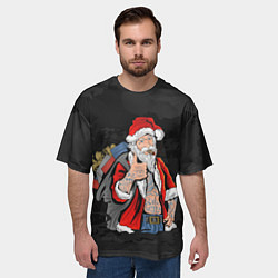 Футболка оверсайз мужская Санта хипстер с подарками, цвет: 3D-принт — фото 2