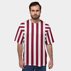 Футболка оверсайз мужская Бело красный узор в полоску, цвет: 3D-принт — фото 2
