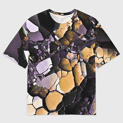 Мужская футболка оверсайз Чёрно-жёлтый камень