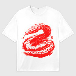 Футболка оверсайз мужская Red japan serpent, цвет: 3D-принт