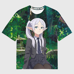 Футболка оверсайз мужская Фрирен в летнем лесу, цвет: 3D-принт