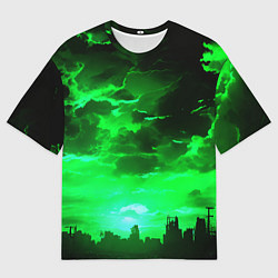 Футболка оверсайз мужская Кислотный зелёный закат, цвет: 3D-принт