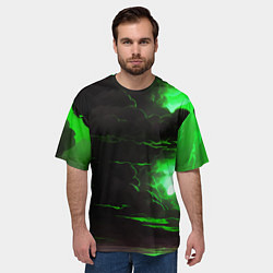 Футболка оверсайз мужская Кислотный зелёный закат, цвет: 3D-принт — фото 2