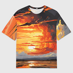 Мужская футболка оверсайз Багровый закат