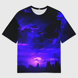 Мужская футболка оверсайз Фиолетовый апокалиптический закат