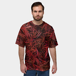 Футболка оверсайз мужская Красная трава на чёрном фоне, цвет: 3D-принт — фото 2