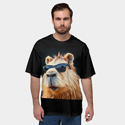 Футболка оверсайз мужская Капибара на темном фоне, цвет: 3D-принт — фото 2