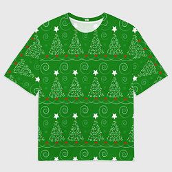 Мужская футболка оверсайз Новогодний ёлочный паттерн