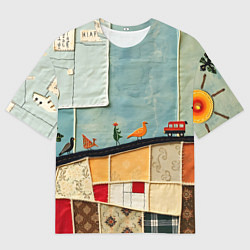 Мужская футболка оверсайз Детский пэчворк