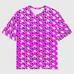 Мужская футболка оверсайз Чёрно-белые фигуры на розовом фоне