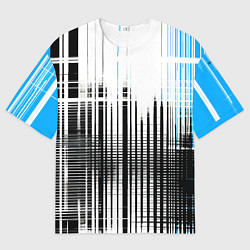 Мужская футболка оверсайз Сине-чёрный гранж на белом фоне