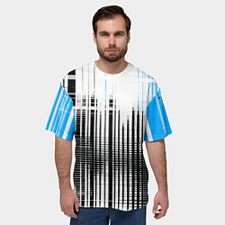 Футболка оверсайз мужская Сине-чёрный гранж на белом фоне, цвет: 3D-принт — фото 2