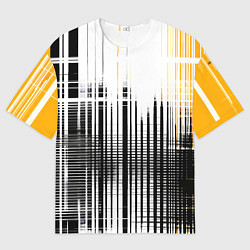 Мужская футболка оверсайз Жёлто-чёрный гранж на белом фоне