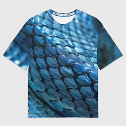 Мужская футболка оверсайз Голубая кожа змеи