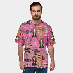 Футболка оверсайз мужская Паттерн с Гермионой из Гарри Поттер, цвет: 3D-принт — фото 2