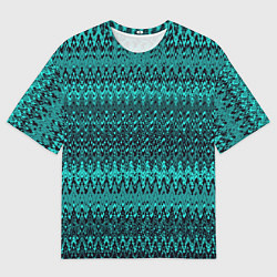 Мужская футболка оверсайз Бирюзовый узоры