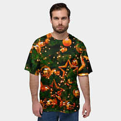 Футболка оверсайз мужская Новогодние игрушки на ветках, цвет: 3D-принт — фото 2