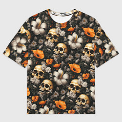 Мужская футболка оверсайз Маки и черепа