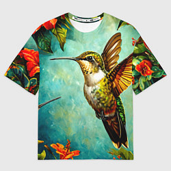 Футболка оверсайз мужская Колибри в природе, цвет: 3D-принт