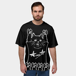 Футболка оверсайз мужская Алиса - рок кот, цвет: 3D-принт — фото 2