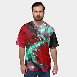 Футболка оверсайз мужская Голубой минерал в красном камне, цвет: 3D-принт — фото 2