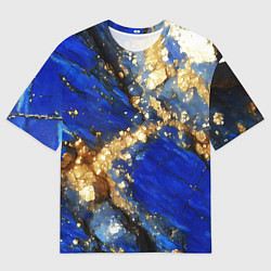 Мужская футболка оверсайз Золотой минерал в синем камне