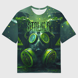 Футболка оверсайз мужская Сталкерский противогаз, цвет: 3D-принт