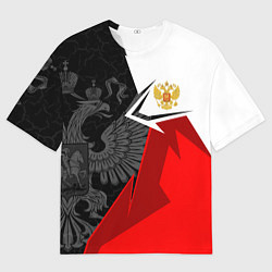 Футболка оверсайз мужская Герб России - красно-белый, цвет: 3D-принт
