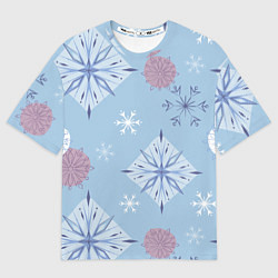 Мужская футболка оверсайз Снежинки Эльзы