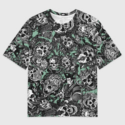 Мужская футболка оверсайз Самурай и черепа с масками