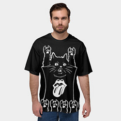 Футболка оверсайз мужская Rolling Stones: cat rock, цвет: 3D-принт — фото 2