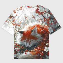Футболка оверсайз мужская Милая лисичка в лесу, цвет: 3D-принт