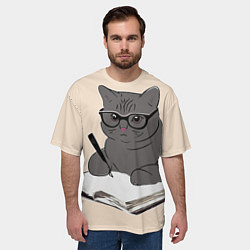 Футболка оверсайз мужская Психолог кот, цвет: 3D-принт — фото 2