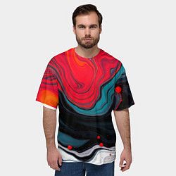 Футболка оверсайз мужская Абстракция эбру, цвет: 3D-принт — фото 2