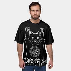 Футболка оверсайз мужская Ramones: cat rock, цвет: 3D-принт — фото 2