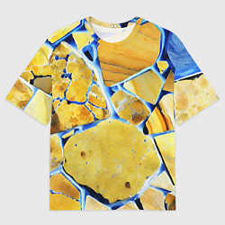 Мужская футболка оверсайз Жёлто-синяя абстракция