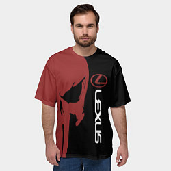 Футболка оверсайз мужская Lexus и череп, цвет: 3D-принт — фото 2