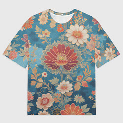 Мужская футболка оверсайз Ботанические узоры