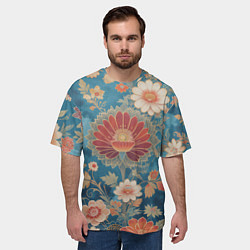 Футболка оверсайз мужская Ботанические узоры, цвет: 3D-принт — фото 2