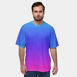 Футболка оверсайз мужская Градиент закат сине-розовый, цвет: 3D-принт — фото 2