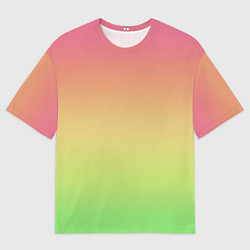 Мужская футболка оверсайз Градиент заря розово-зелёный