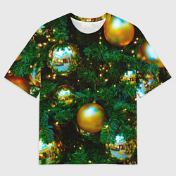 Мужская футболка оверсайз Новогодние украшения на ветках