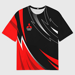 Мужская футболка оверсайз Mitsubishi - red and black