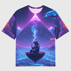 Футболка оверсайз мужская Капибара в лодке, цвет: 3D-принт