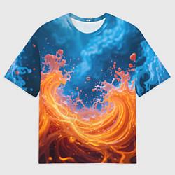 Футболка оверсайз мужская Яркое пламя в воде, цвет: 3D-принт
