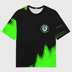 Мужская футболка оверсайз Skoda краски зеленые